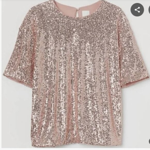 H&M Tops - NWT H&M Rosegold Sequin Top Size Small (S)